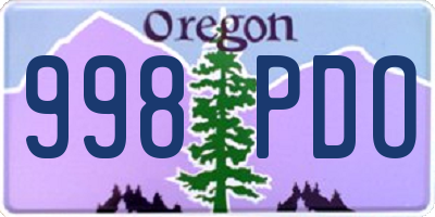 OR license plate 998PDO