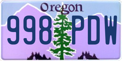 OR license plate 998PDW