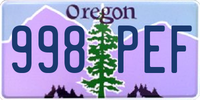 OR license plate 998PEF