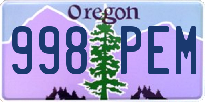 OR license plate 998PEM