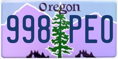 OR license plate 998PEO