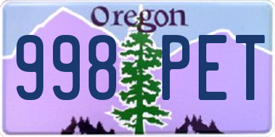 OR license plate 998PET