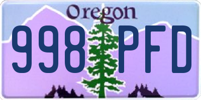 OR license plate 998PFD