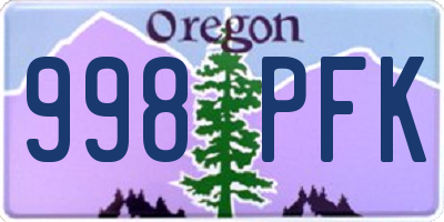 OR license plate 998PFK