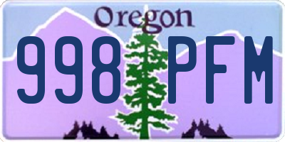 OR license plate 998PFM