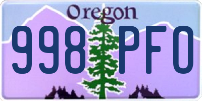 OR license plate 998PFO