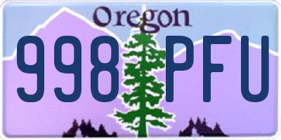 OR license plate 998PFU