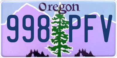 OR license plate 998PFV
