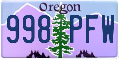 OR license plate 998PFW