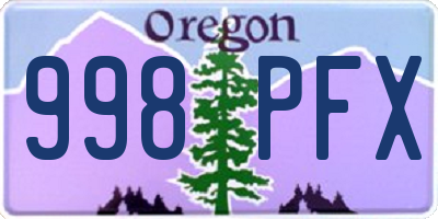 OR license plate 998PFX