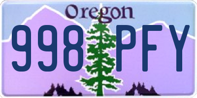 OR license plate 998PFY