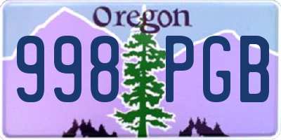 OR license plate 998PGB