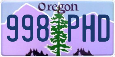 OR license plate 998PHD