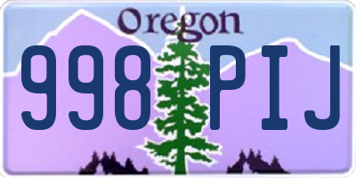 OR license plate 998PIJ
