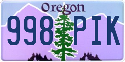 OR license plate 998PIK