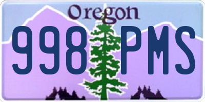 OR license plate 998PMS