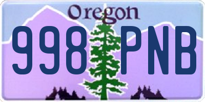 OR license plate 998PNB