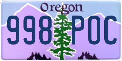 OR license plate 998POC
