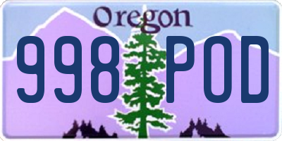 OR license plate 998POD