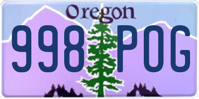 OR license plate 998POG