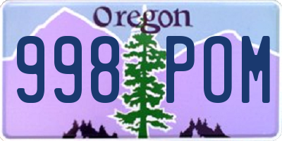 OR license plate 998POM