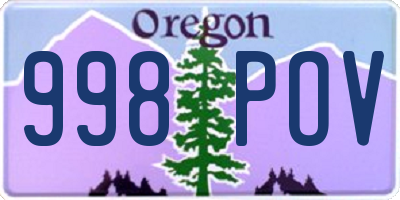 OR license plate 998POV