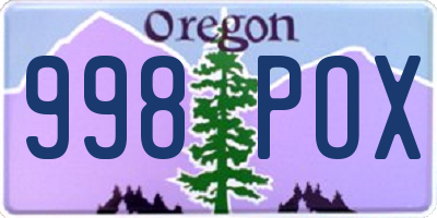OR license plate 998POX