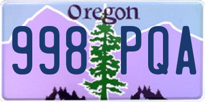 OR license plate 998PQA