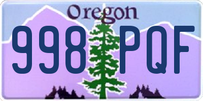 OR license plate 998PQF