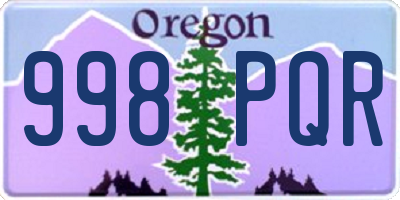 OR license plate 998PQR