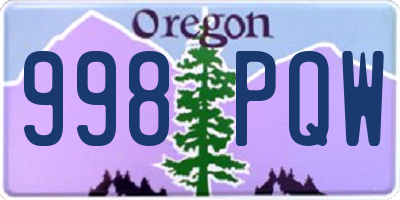 OR license plate 998PQW
