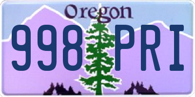 OR license plate 998PRI