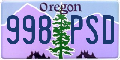 OR license plate 998PSD