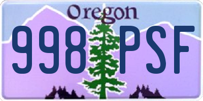 OR license plate 998PSF