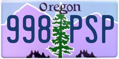 OR license plate 998PSP