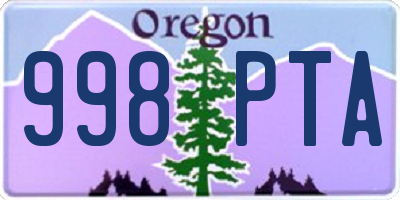 OR license plate 998PTA