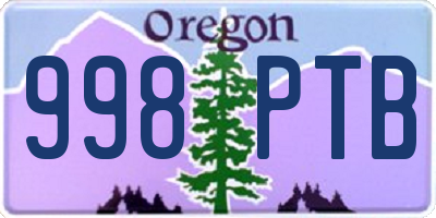 OR license plate 998PTB