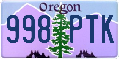OR license plate 998PTK
