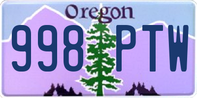 OR license plate 998PTW