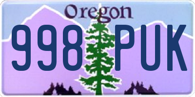 OR license plate 998PUK