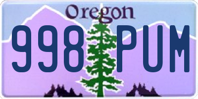 OR license plate 998PUM