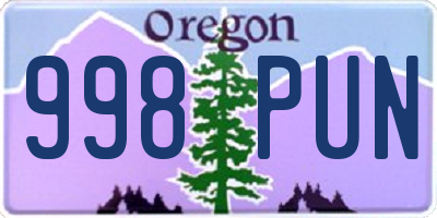 OR license plate 998PUN