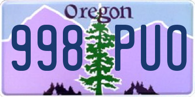 OR license plate 998PUO