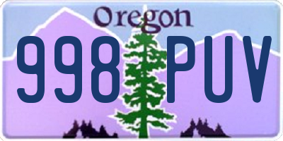 OR license plate 998PUV