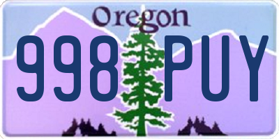 OR license plate 998PUY