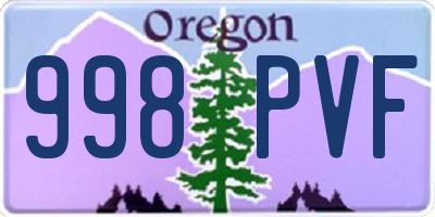 OR license plate 998PVF