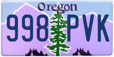 OR license plate 998PVK