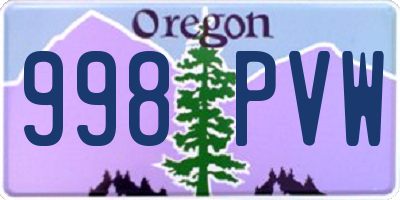 OR license plate 998PVW