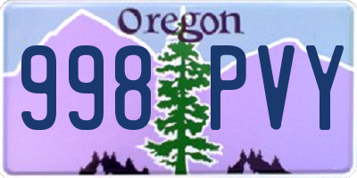 OR license plate 998PVY