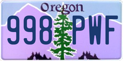 OR license plate 998PWF
